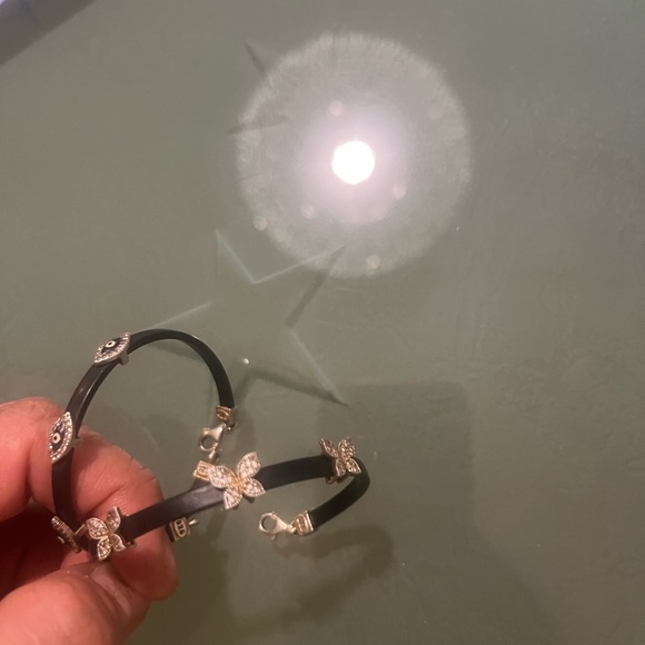 3 butterflies on thick plastic bracelet 925 silver stamp on it - Picture 5 of 6